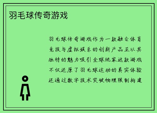 羽毛球传奇游戏